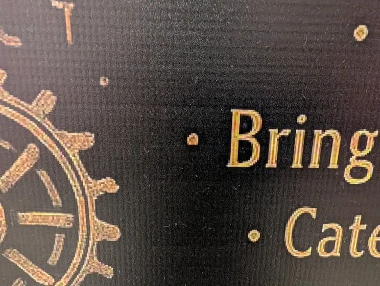 A zoom in of the poster, where pixels of the poster are clearly visible.